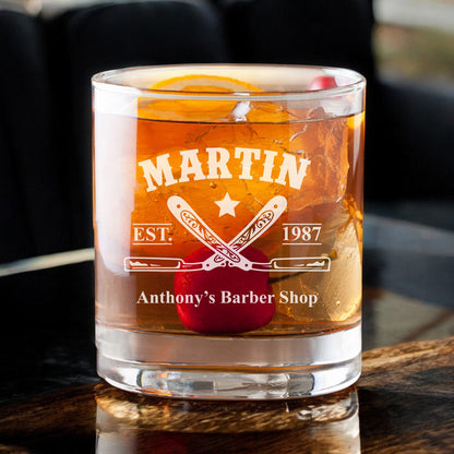 Barber Personalized Rocks Whiskey Glass