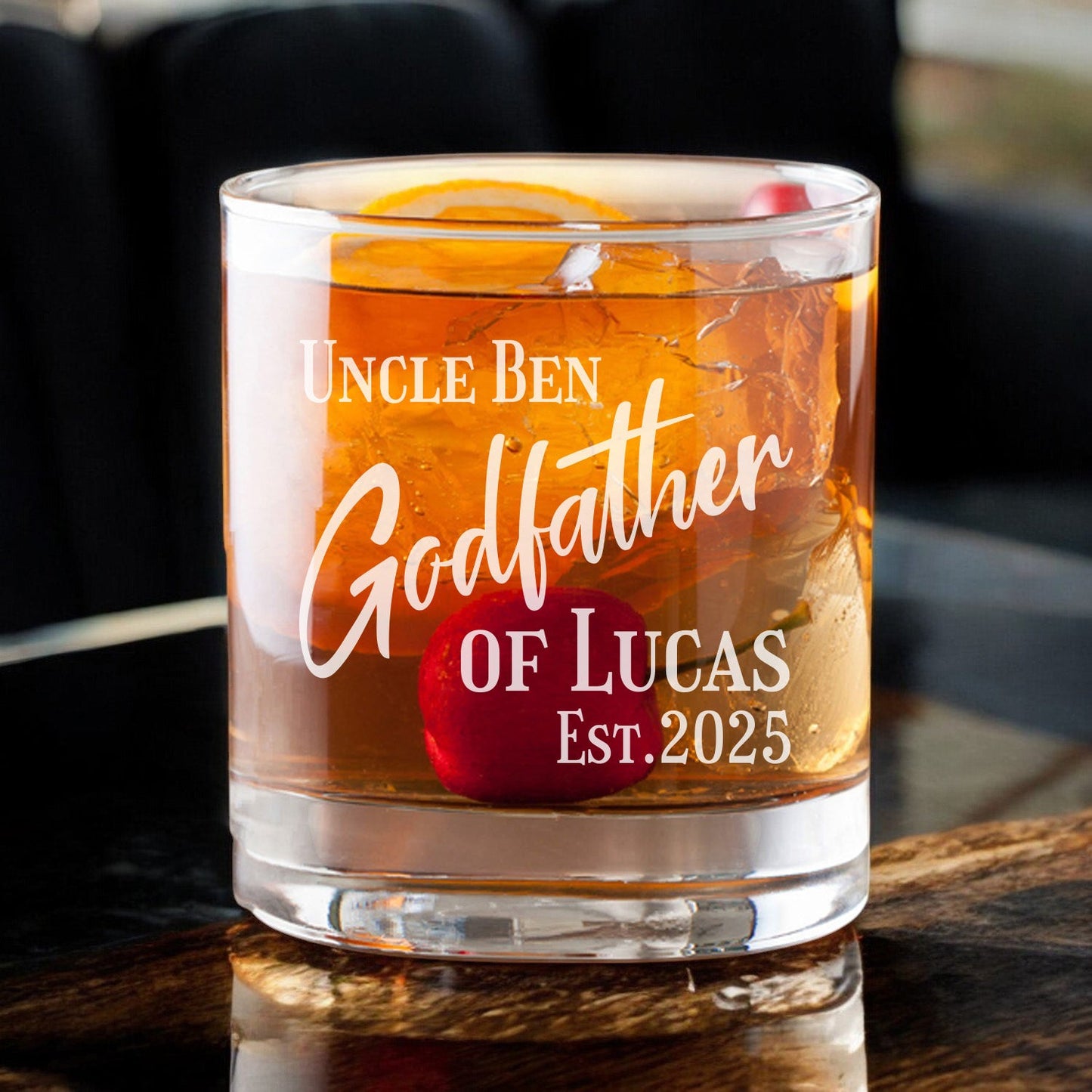 Godfather Padrino Personalized Rocks Whiskey Glass