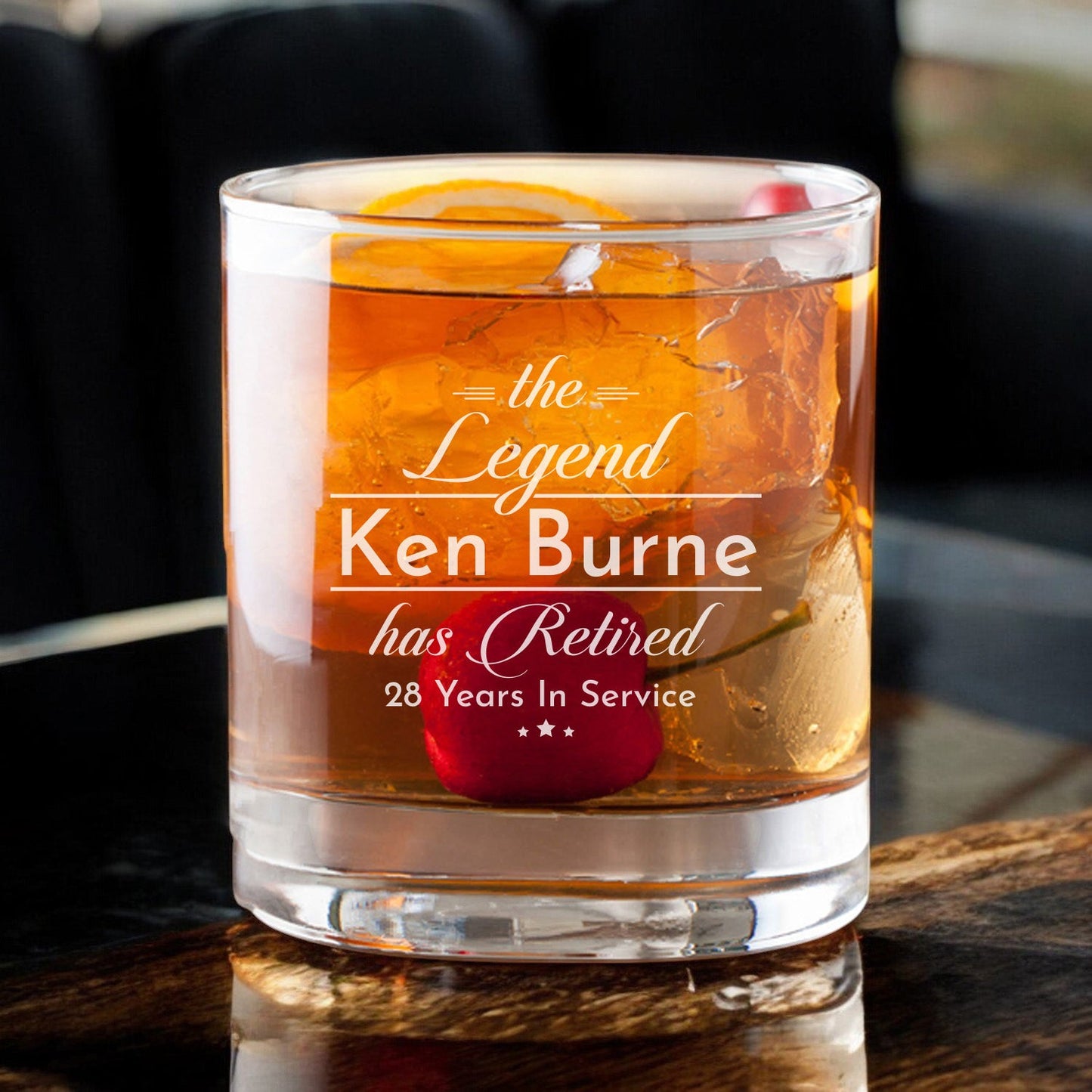 The Legend Has Retired Personalized Rocks Whiskey Glass