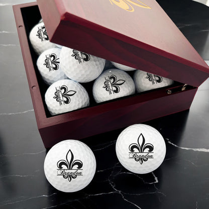 Fleur De Lis Personalized Golf Ball Gift Set