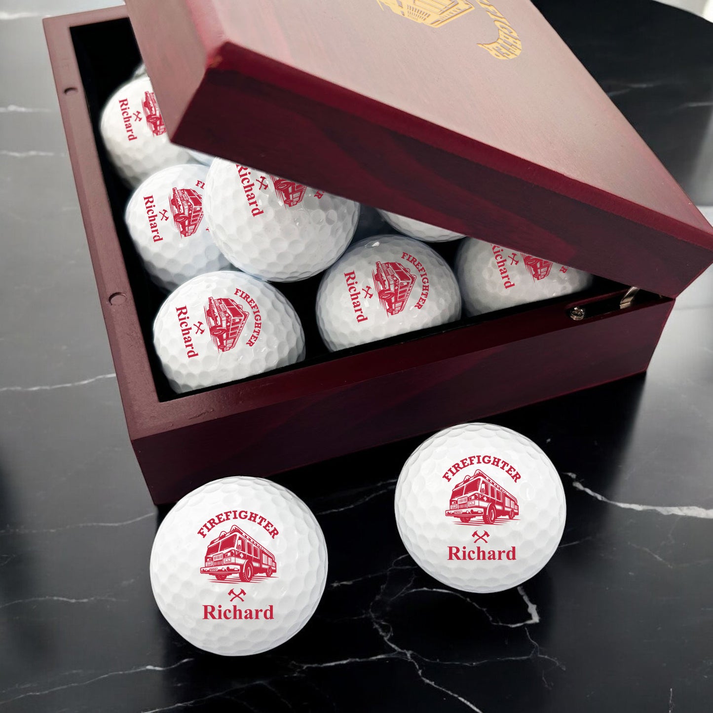 Firefighter Personalized Golf Ball Gift Set