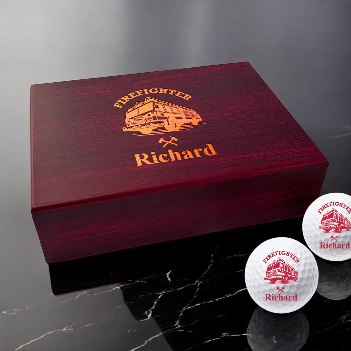 Firefighter Personalized Golf Ball Gift Set