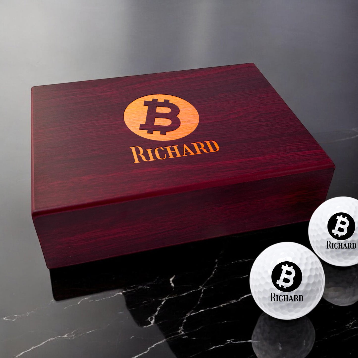 Bitcoin Crypto Personalized Golf Ball Gift Set