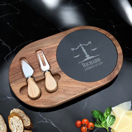 Lawyer Personalized Oval Slate & Wood Cheese Board