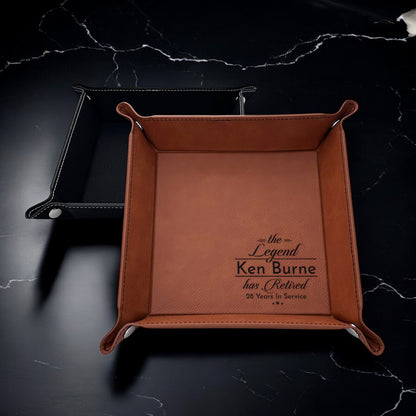 The Legend Has Retired Personalized Leather Valet Tray Organizer