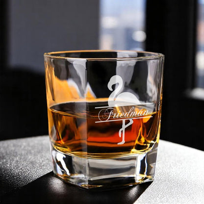 Flamingo Personalized Square Whiskey Glass