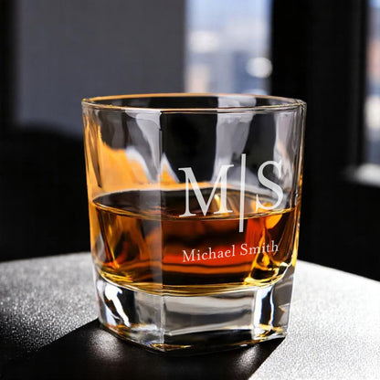 Monogram Personalized Square Whiskey Glass
