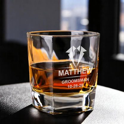 Groomsmen Personalized Square Whiskey Glass