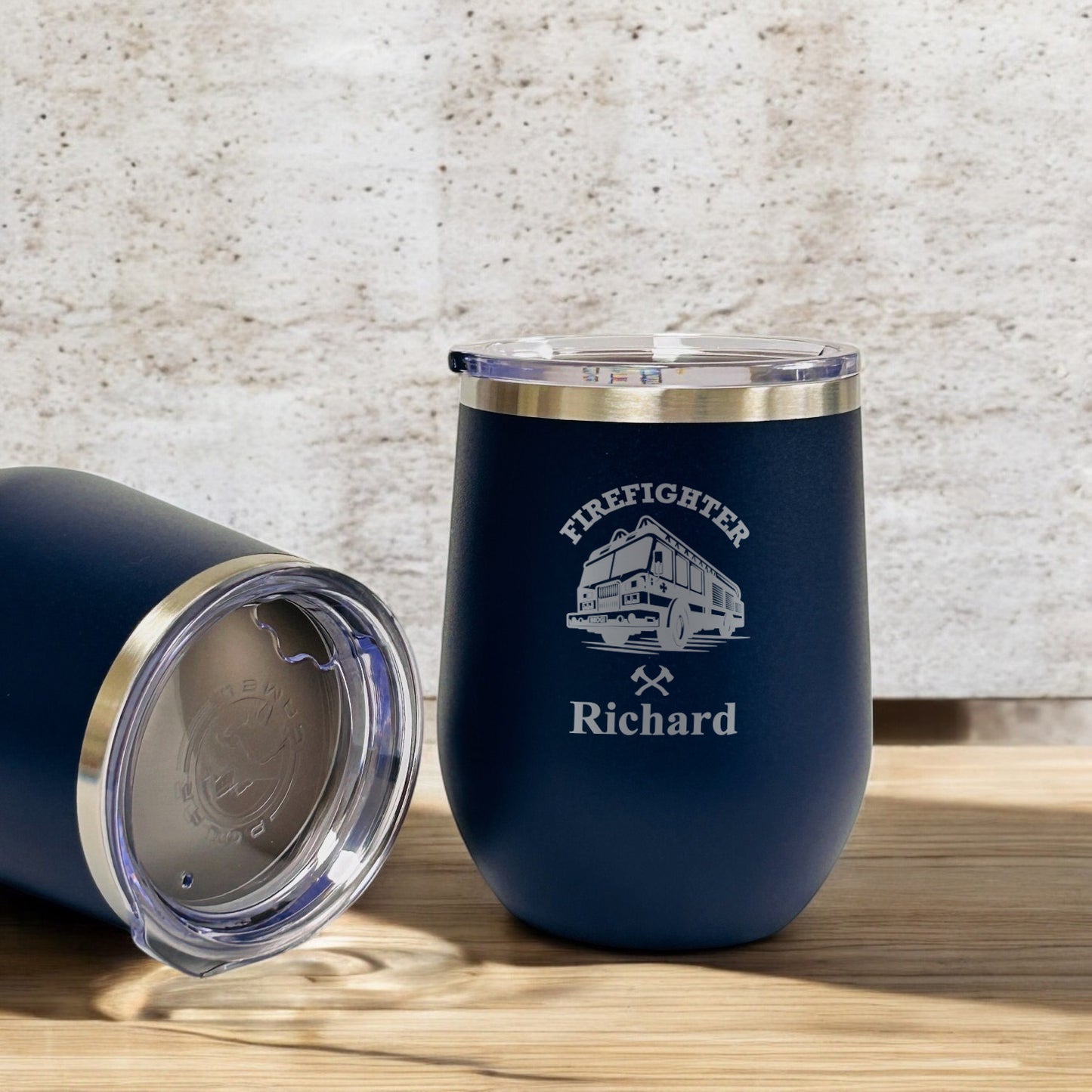 Firefighter Personalized 12 oz Stemless Wine Cup