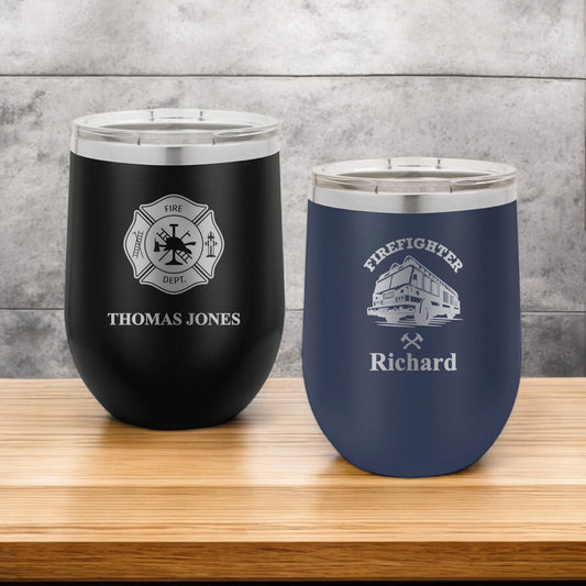 Firefighter Personalized 12 oz Stemless Wine Cup