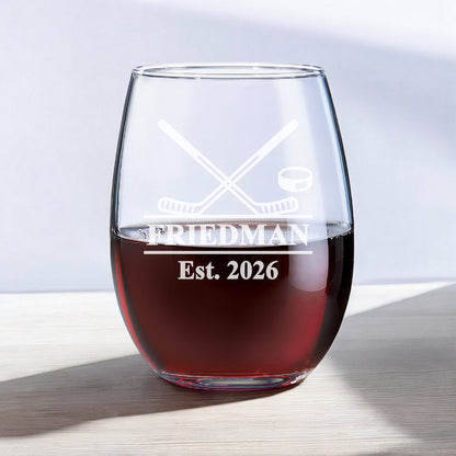 Hockey Personalized Wine Glass