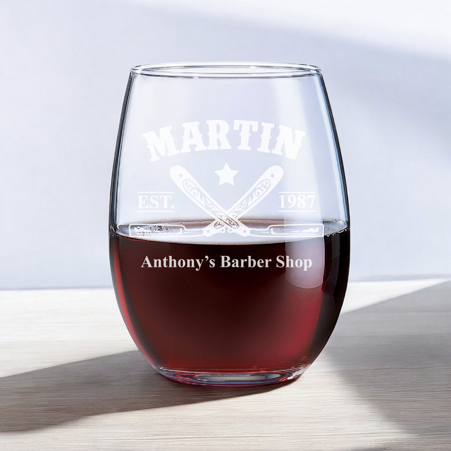 Barber Personalized Wine Glass