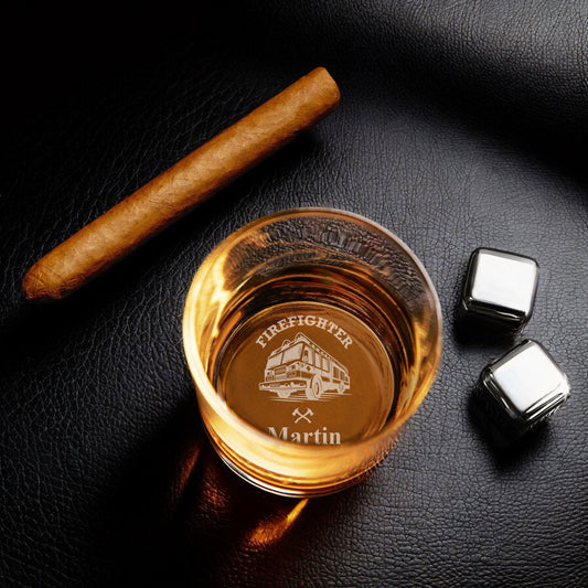 Firefighter Personalized Rocks Whiskey Glass