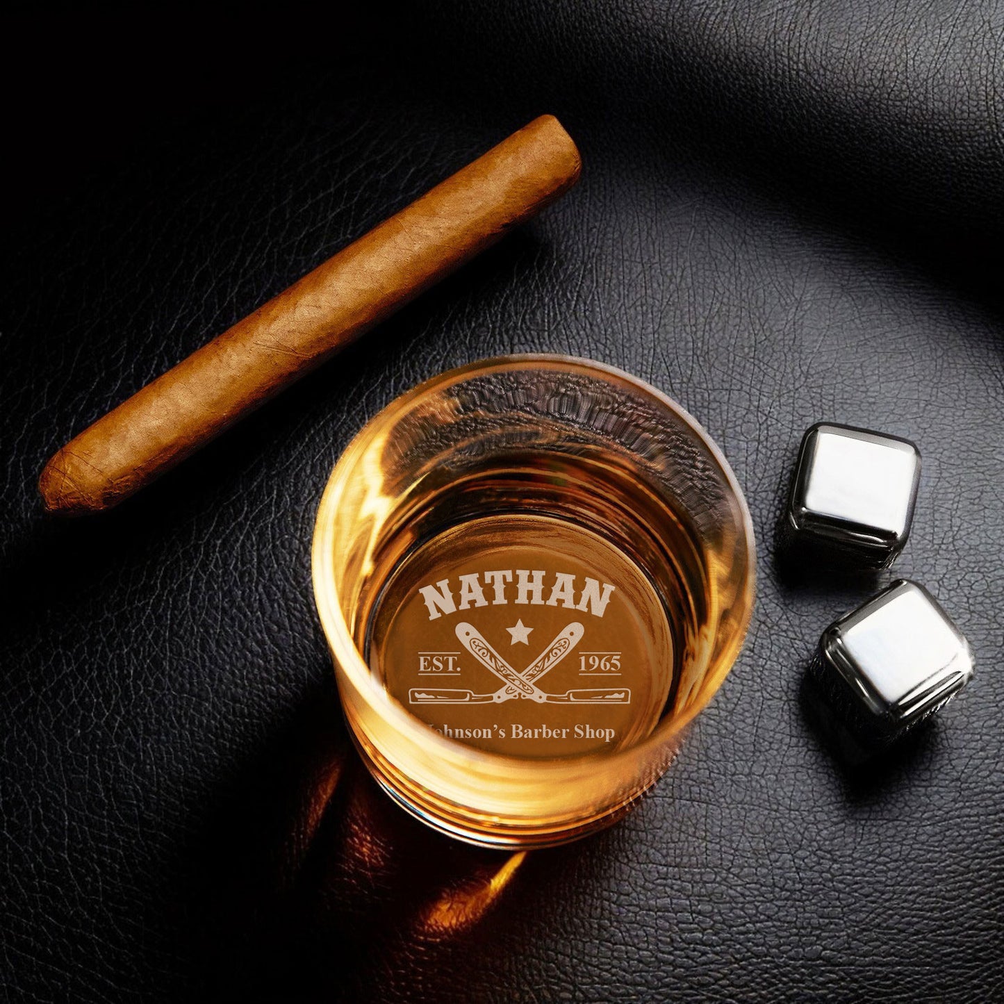 Barber Personalized Rocks Whiskey Glass