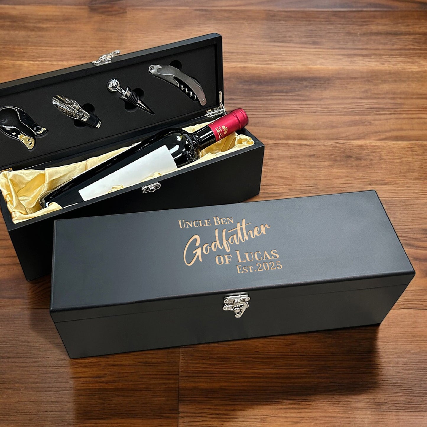 Godfather Padrino Personalized Wine Gift Box Set