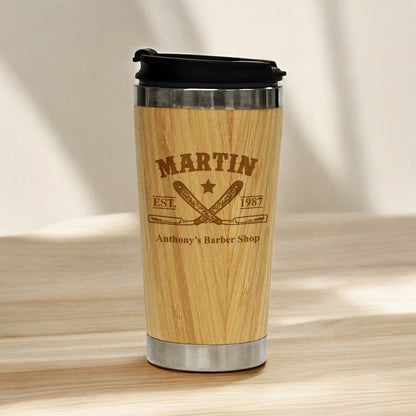 Barber Personalized 15 oz Bamboo Stainless Steel Tumbler