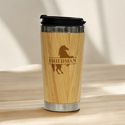 Equestrian Horse Personalized 15 oz Bamboo Stainless Steel Tumbler