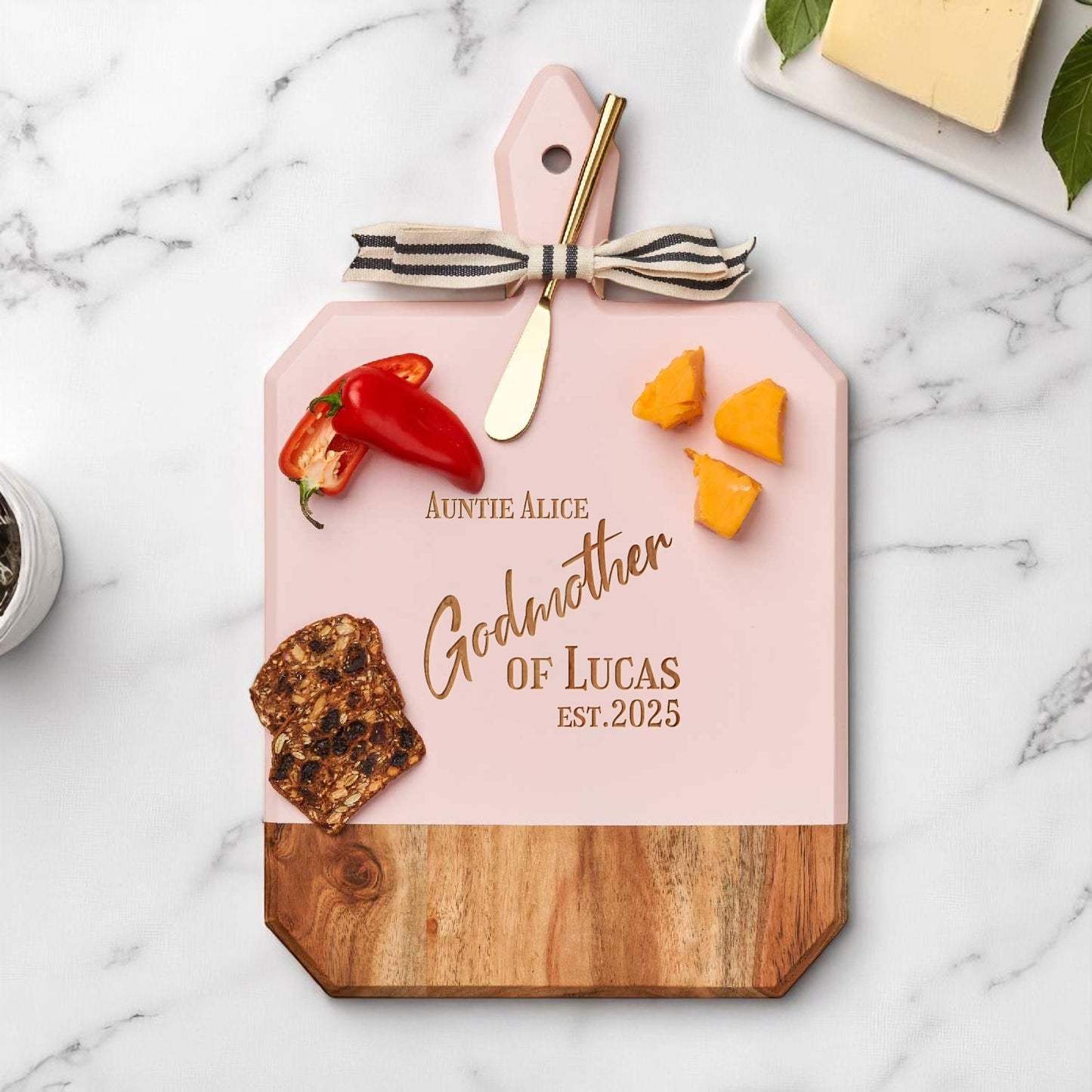 Godmother Personalized Charcuterie Board with Spreader