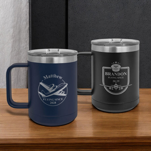 Aviator Pilot Personalized 15 oz Vacuum Insulated Stainless Steel Travel Mug