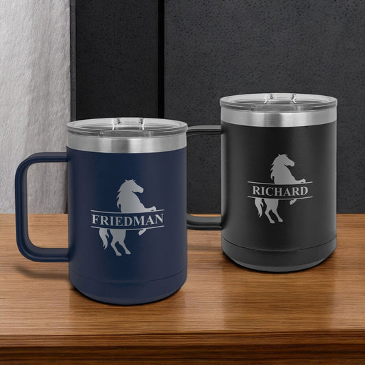Equestrian Horse Personalized 15 oz Vacuum Insulated Stainless Steel Travel Mug
