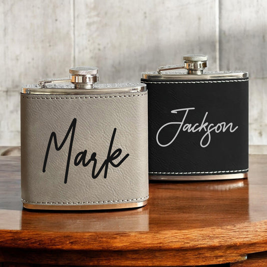 Signature Collection Personalized Leather Wrapped Flask
