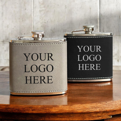 Custom Logo Personalized Leather Wrapped Flask