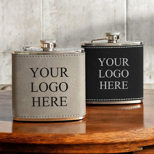 Custom Logo Personalized Leather Wrapped Flask