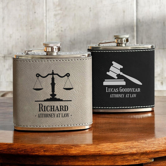 Lawyer Personalized Leather Wrapped Flask