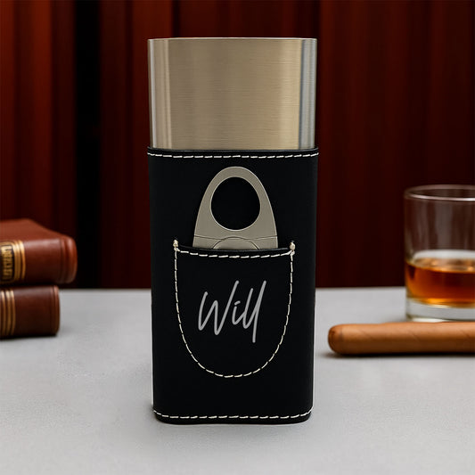 Signature Collection Personalized Travel Cigar Case with Cutter - Custom Cigar Gift Set