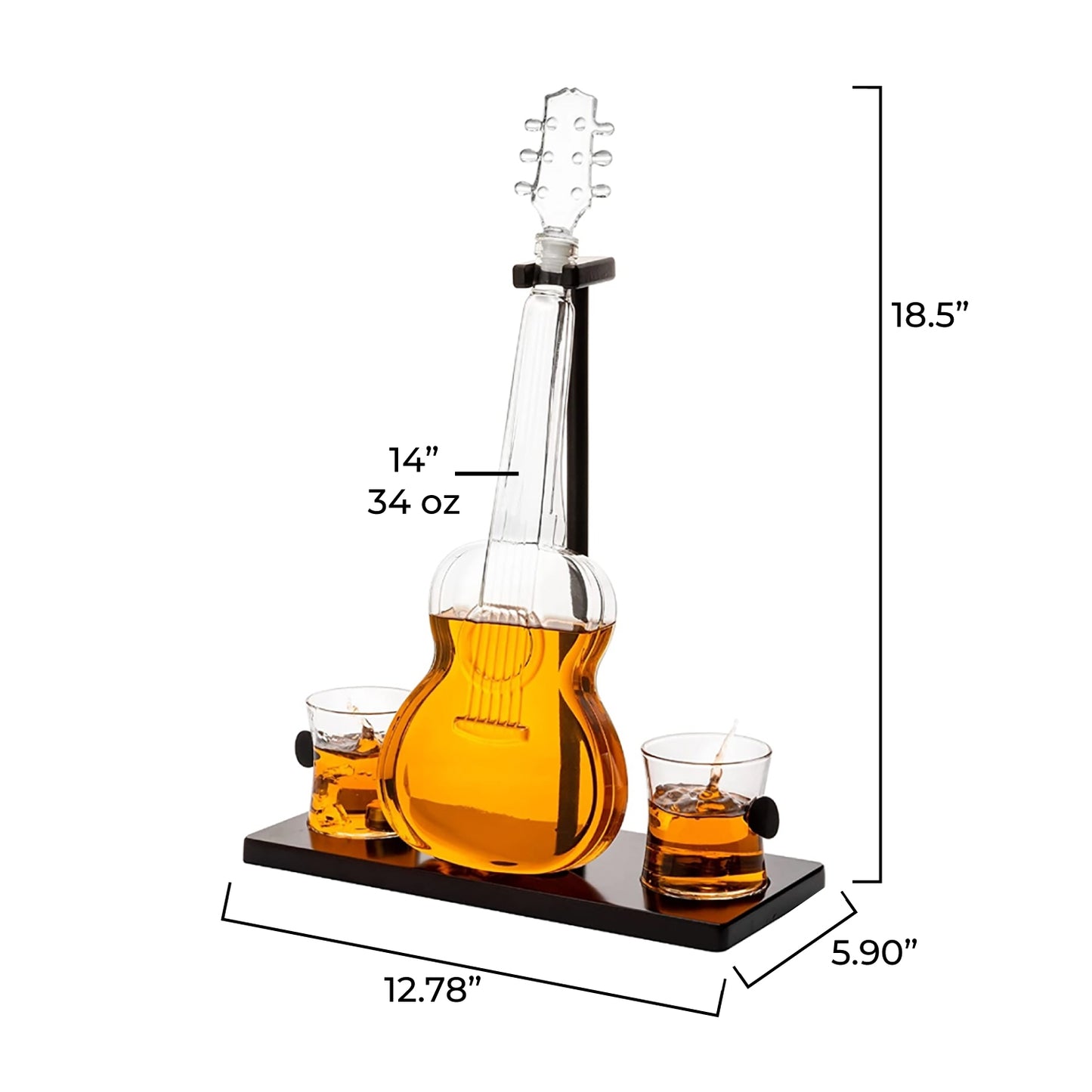 Guitar Personalized Whiskey Decanter Set with Whiskey Glasses