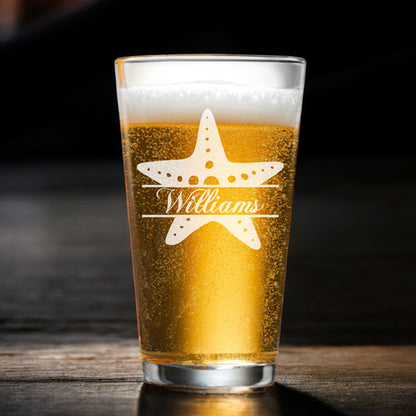 Starfish Personalized Beer Growler with Pint Glass Set
