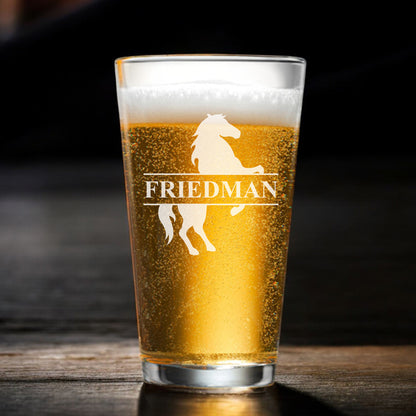 Equestrian Horse Personalized Beer Mug and Beer Pint Glass Set