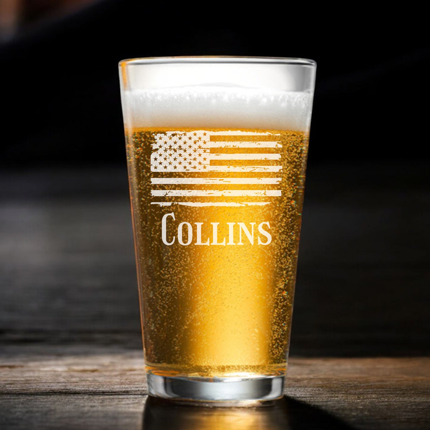 Patriotic Military Personalized Beer Mug and Beer Pint Glass Set