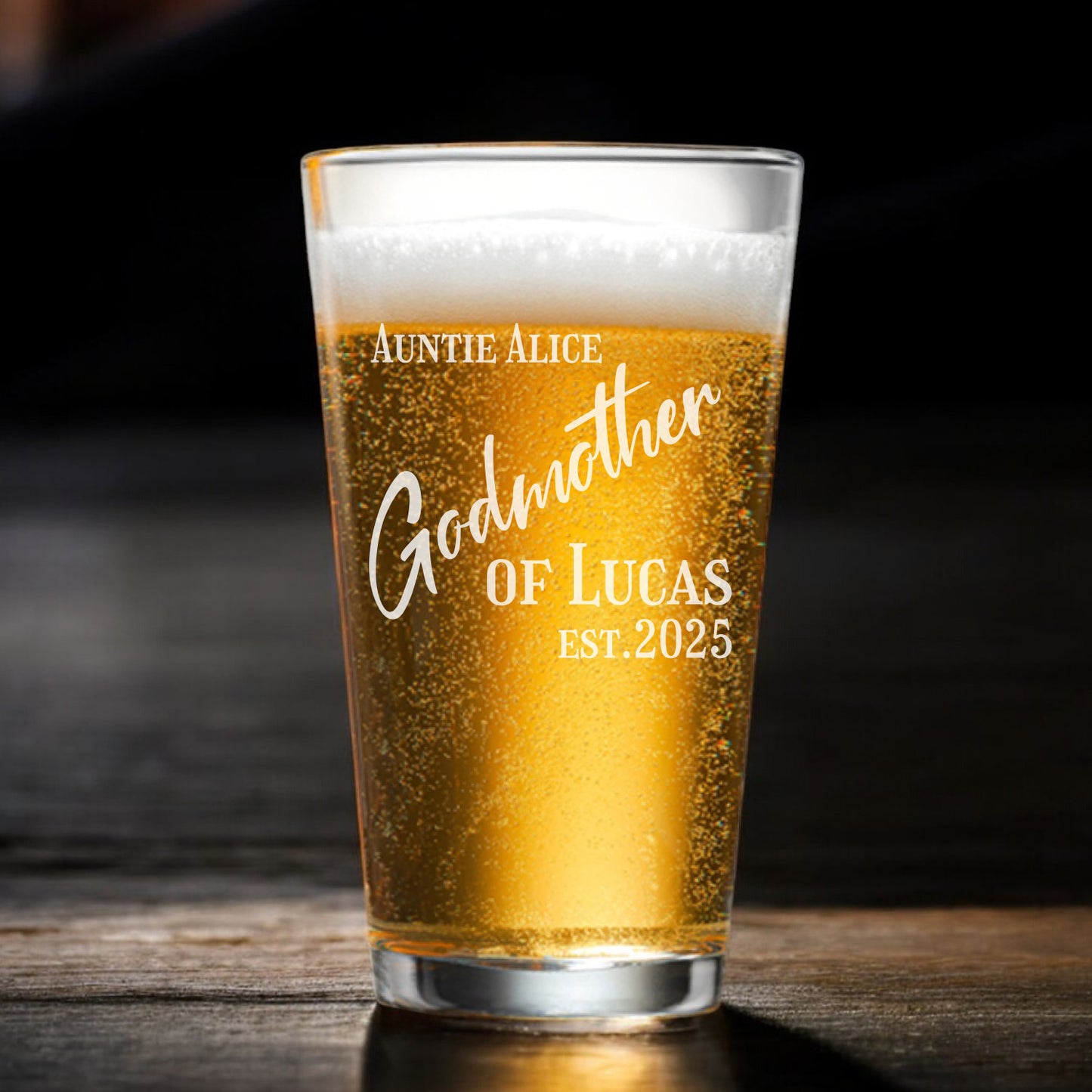Godmother Personalized Beer Mug and Beer Pint Glass Set