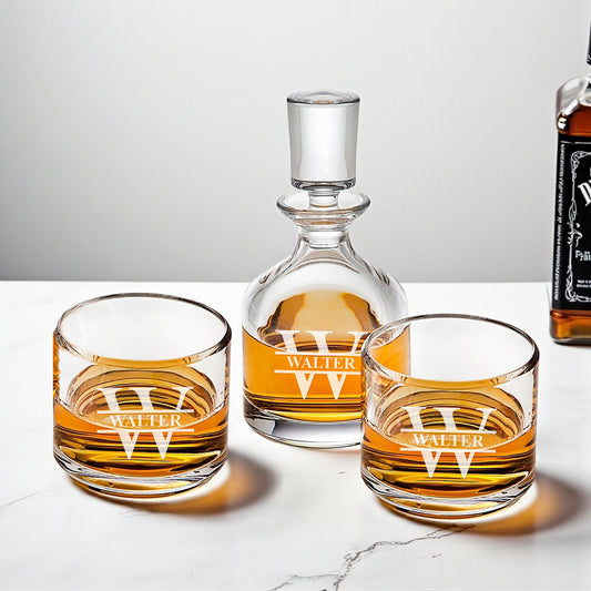 Monogram Personalized Duet 8.5 oz. Stacking Decanter Set