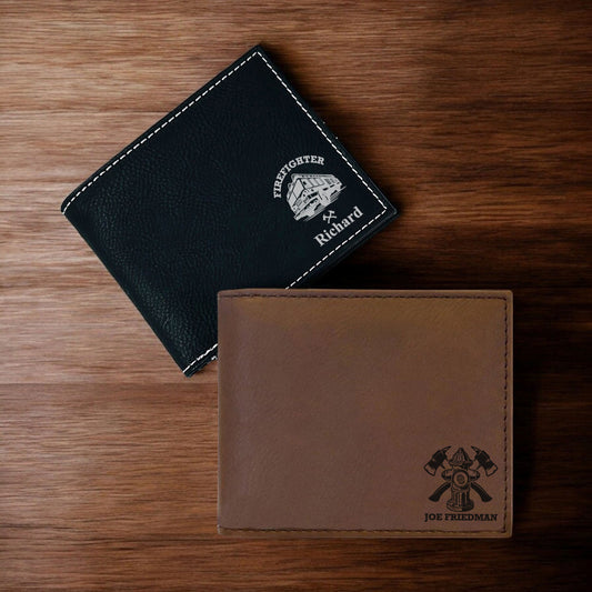 Firefighter Personalized Leather Bi-Fold Wallet