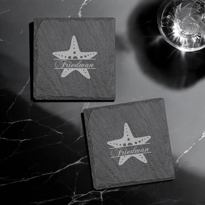 Starfish Personalized Slate Coasters, Set of 4