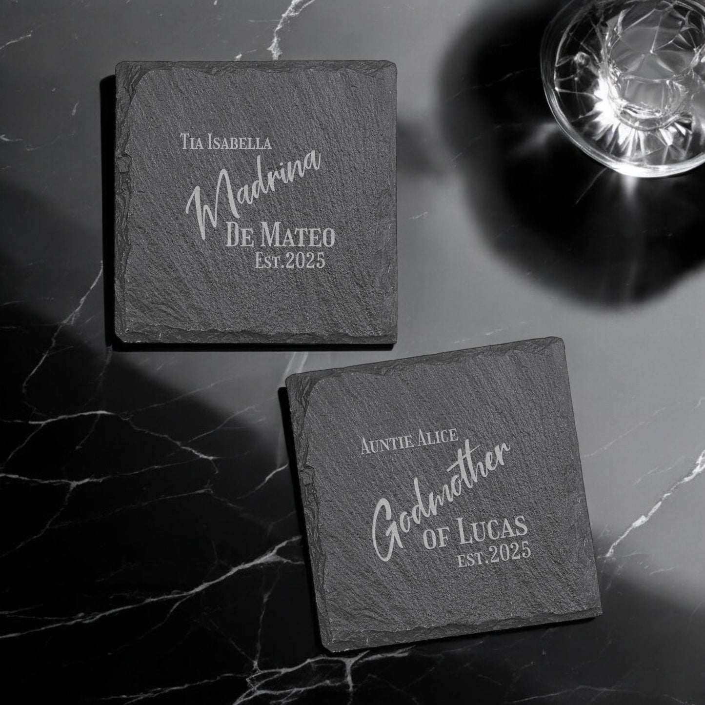 Godmother Personalized Slate Coasters, Set of 4