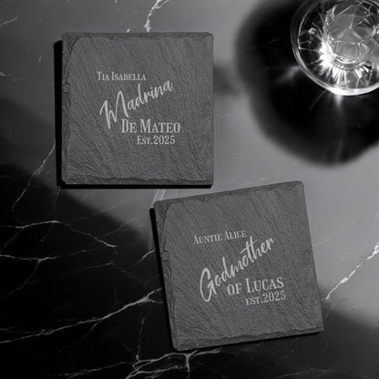 Godmother Personalized Slate Coasters, Set of 4
