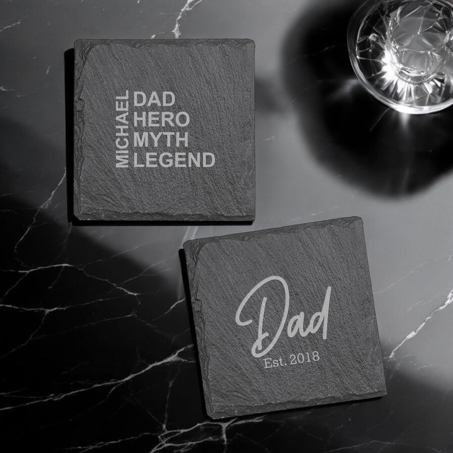 Dad Personalized Slate Coasters, Set of 4