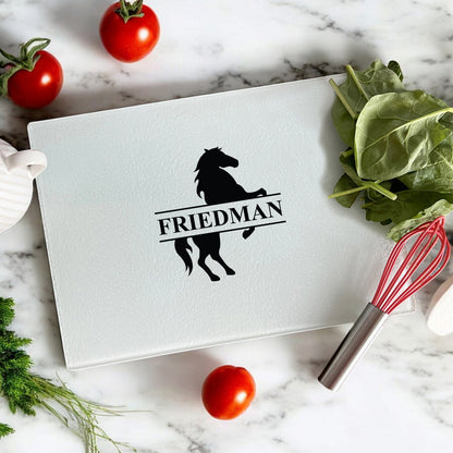 Equestrian Horse Personalized Glass Cutting Board
