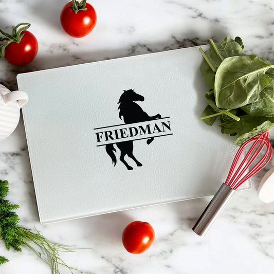 Equestrian Horse Personalized Glass Cutting Board