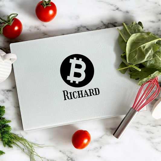 Bitcoin Crypto Personalized Glass Cutting Board