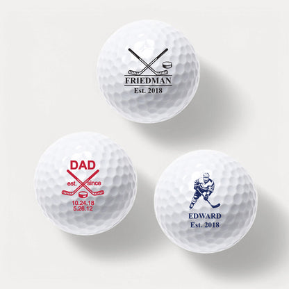 Hockey Personalized Golf Ball Gift Set