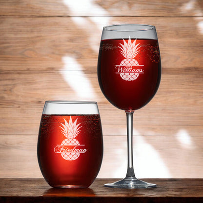 Pineapple Personalized Wine Glass