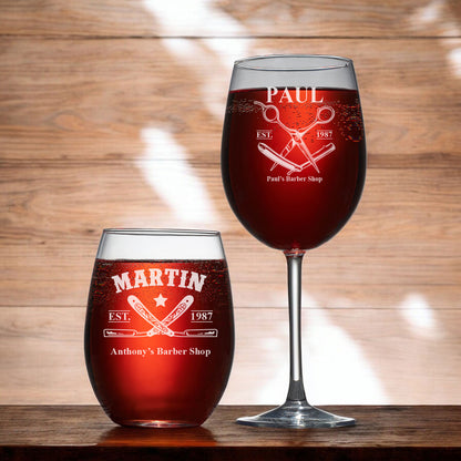 Barber Personalized Wine Glass