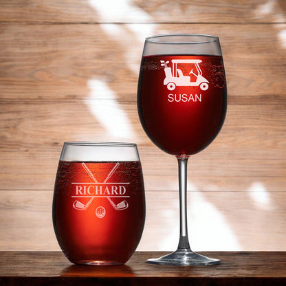 Golf Personalized Wine Glass