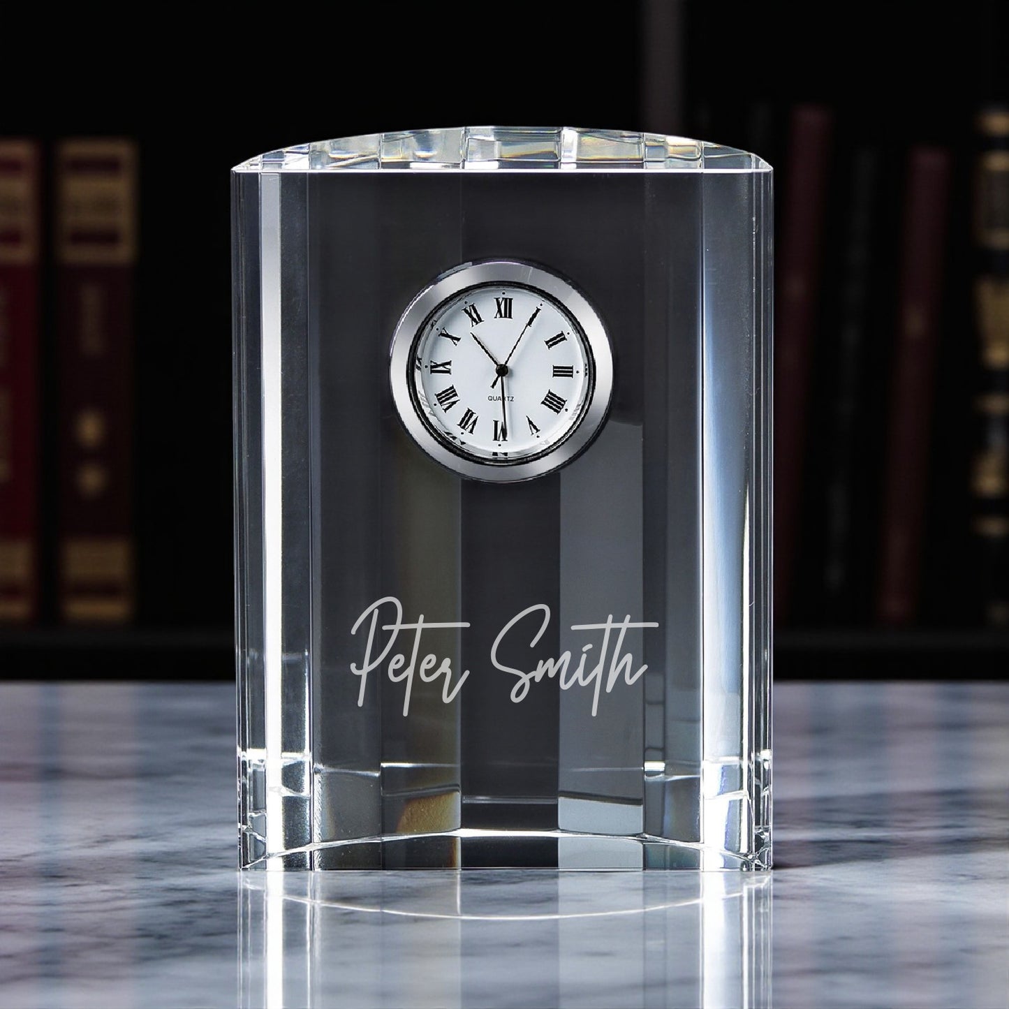 Signature Personalized Optic Crystal Desk Clock