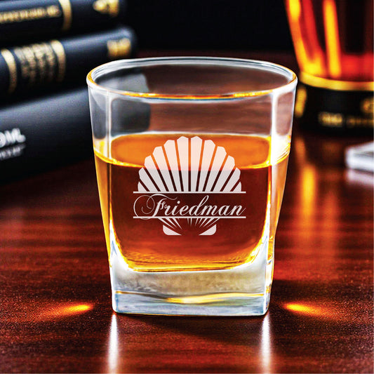 Seashell Personalized Square Whiskey Glass