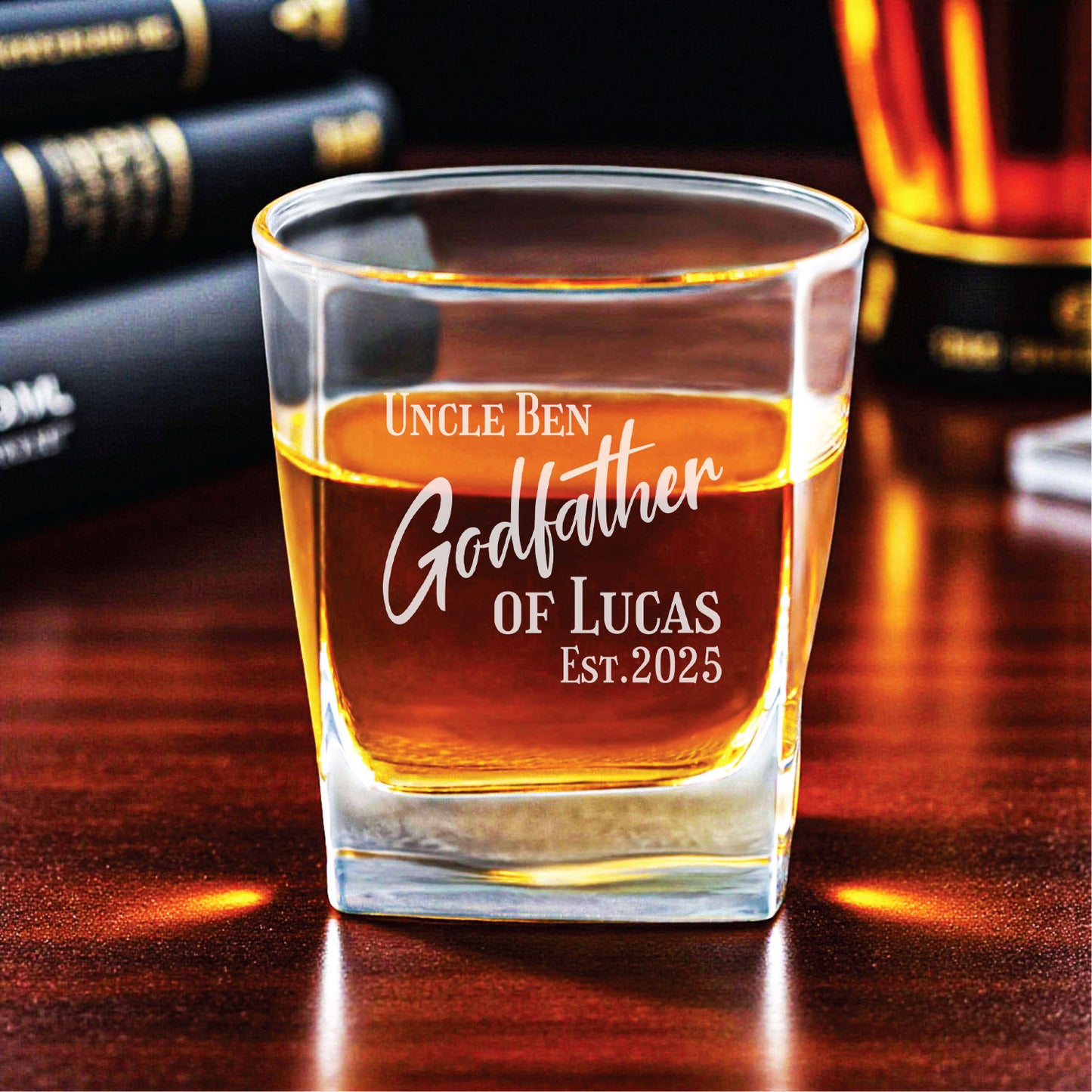 Godfather Padrino Personalized Square Whiskey Glass